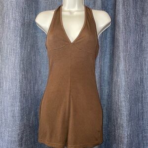 Brown Halter Neck Romper